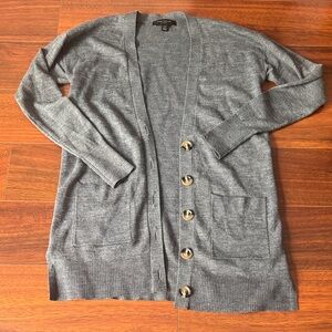 Ann taylor Gray Long Button Cardigan xxsp